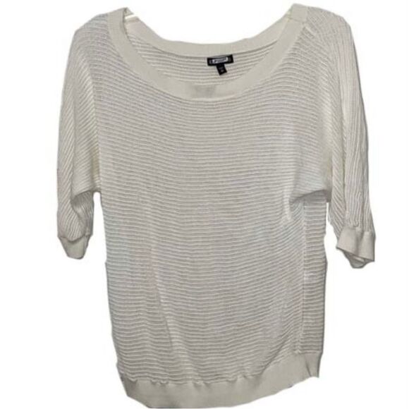 Express White Open Weave Knit Top- Size Medium - Picture 1 of 8